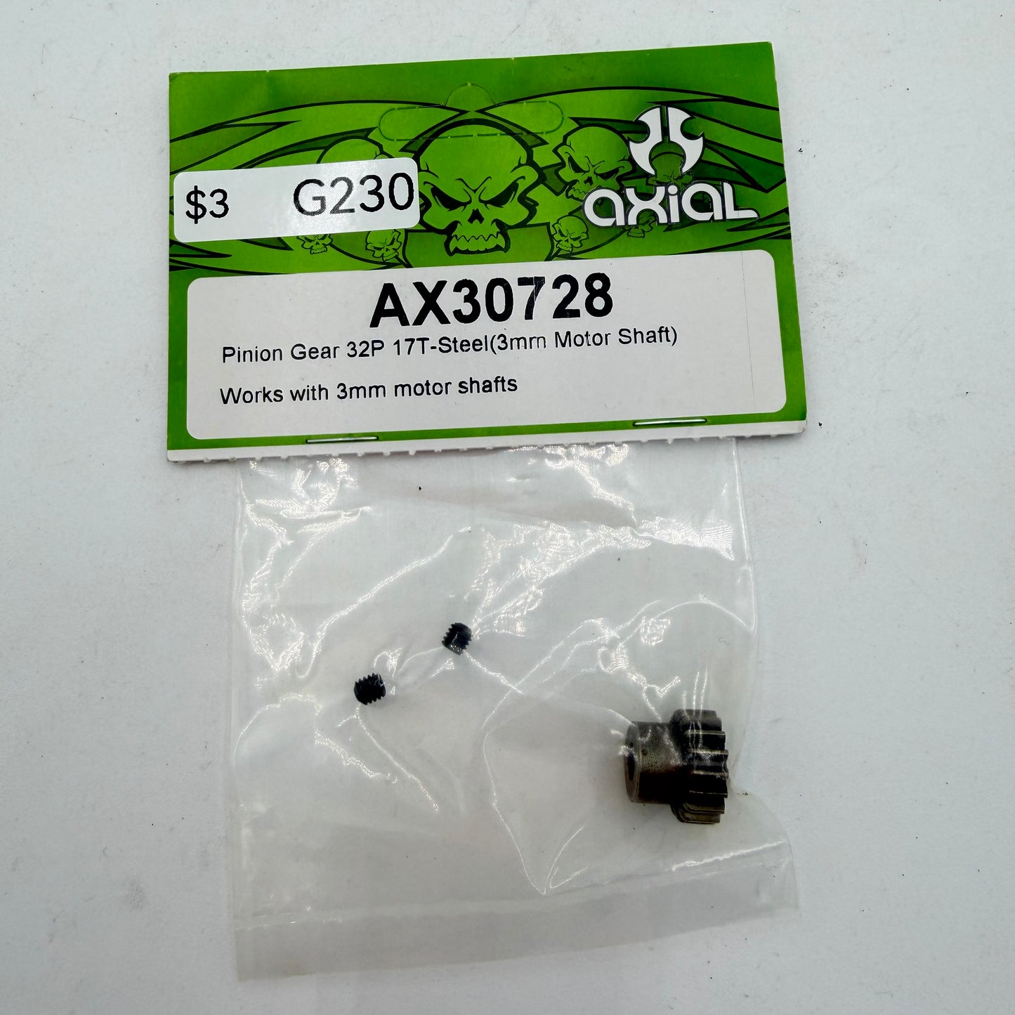 New Axial Pinion Gear 32P 17T - Steel (3mm motor shaft)