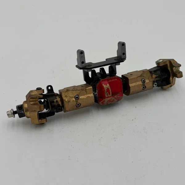 AR44 Front 3 Piece w/Servo on Axle Mount, Brass Knuckles, Brass C-Hubs, Brass Link Mounts, & Brass Axle Weights