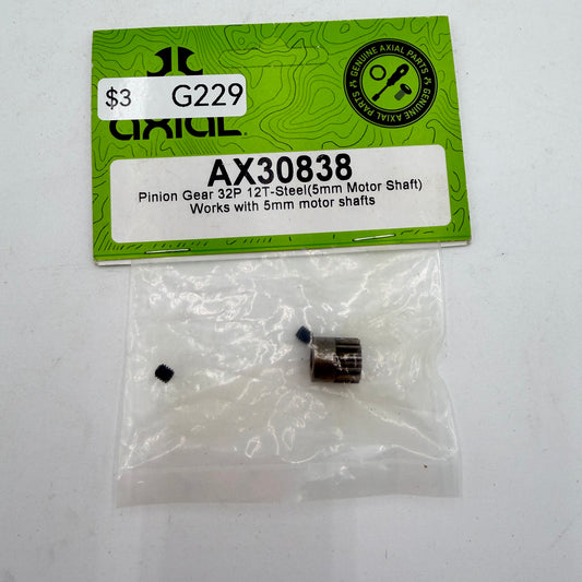 New Axial Pinion Gear 32P 12T - Steel (5mm motor shaft)