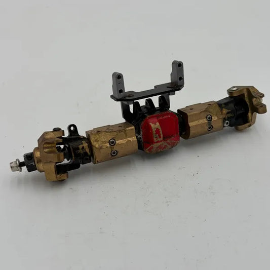 AR44 Front 3 Piece w/Servo on Axle Mount, Brass Knuckles, Brass C-Hubs, Brass Link Mounts, & Brass Axle Weights