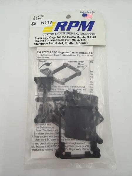 RPM Black ESC Cage for the Mamba X fits Slash 2WD & 4x4, Rustler & Bandit
